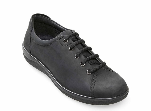 Padders GALAXY Womens Ladies Leather Wide E Fit Shoes Black 