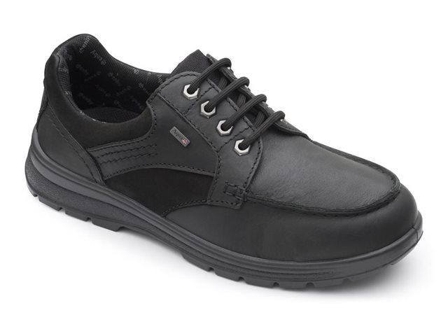 Terrain Padders Mens Dual Fit G/H Wide Waterproof Leather Shoes in Black 