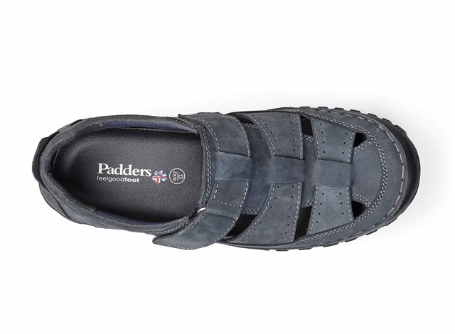 G Fit Fisherman Sandals Navy Padders ANCHOR Mens Perfect Fit Cosy Leather Wide